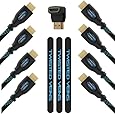 Twisted Veins Four (4) Pack of (3 ft) High Speed HDMI Cables + Right Angle Adapter and Velcro Cable Ties (Latest Version Supports Ethernet, 3D, and Audio Return)