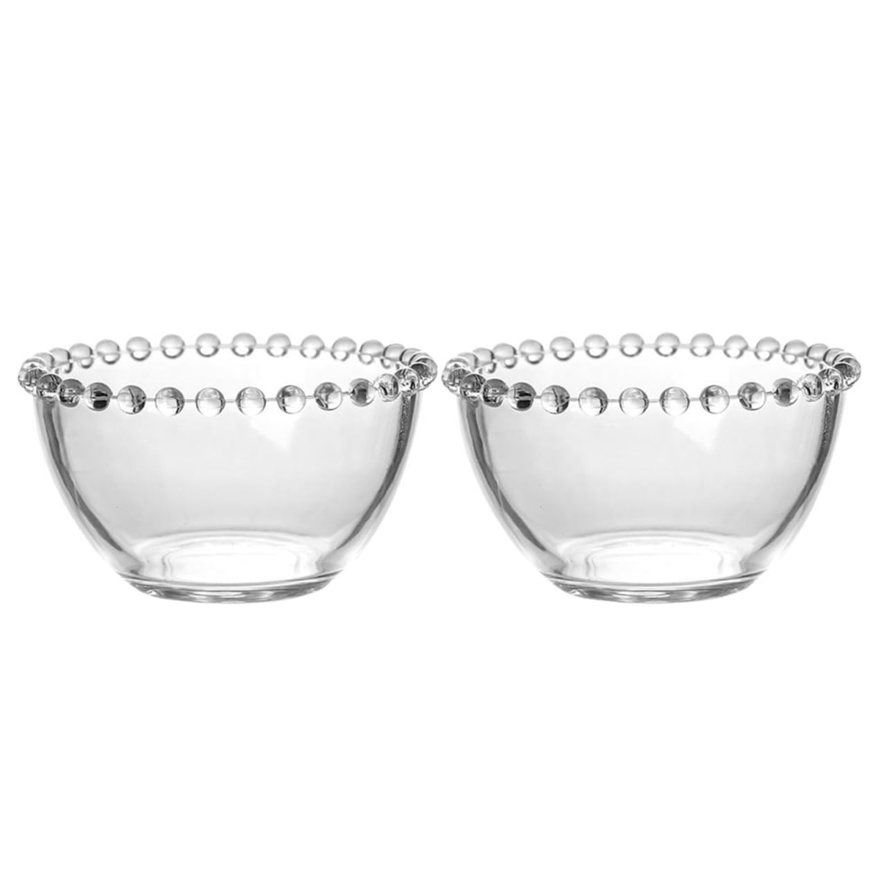 Luxshiny Transparent Glass Sauce Bowls 2-Pack Beaded Edge Small Serving Bowls for Sauce Snacks Desserts 3.35 Inch Diameter Multi-Use Tableware for Kitchen Dining Parties