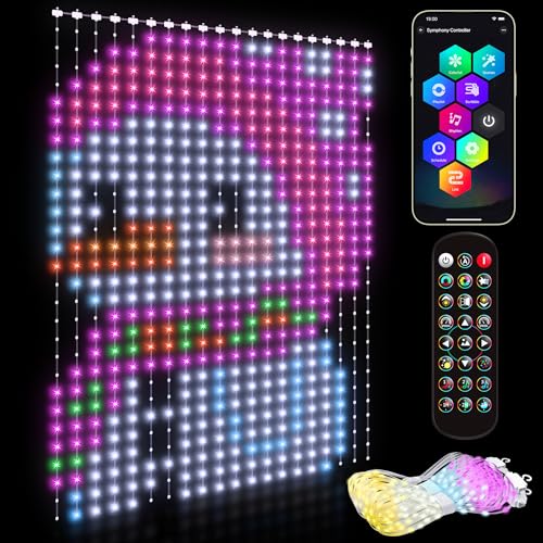 Photo 1 of *MISSING POWER CORD* High Pixel Smart Curtain Lights - 5x6.56ft 560 LED Pioneering App Controlled Color Changing American Flag Lights Outdoor Indoor for 4th of July, Christmas, Halloween, Shop, Bar, IP65 Waterproof