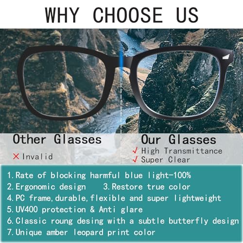 2 Pack Blue Light Blocking Glasses for Women and Men, Clear Frame Square Eyeglasses with Anti-Eyestrain Lenses, Lightweight Glasses for Computer, Reading, Gaming, TV and Phone Use