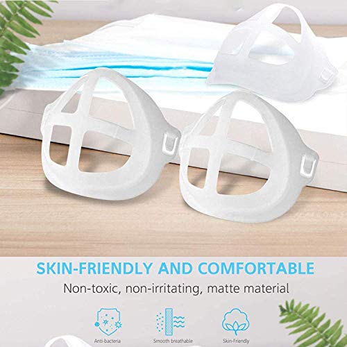 MINGYUAN Face Mask Inner Support Frame Bracket Masc Stands More Space for L-ipstick Protection Comfortable Mouth Nose Breathing Washable Reusable(3, White)