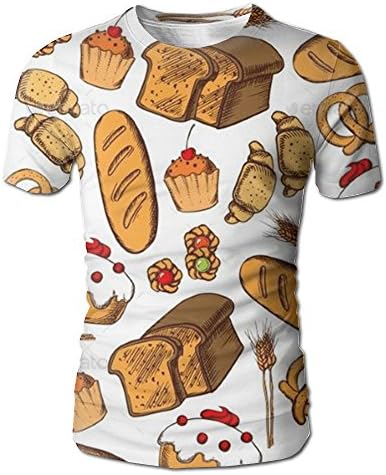 Pphy Bread Cake Food Round Neck Short Sleeve Mens Shirts Cotton Cute Novelty Shirts For Men Tee