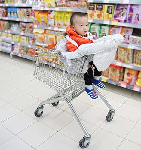 Winthome Grocery Shopping Cart Baby Seat Cover, shopping cart cover, folding shopping cart cover, Restaurant High Chair Holder for Boys, Girls, Infants, Toddler(White) - Thumbnail 7