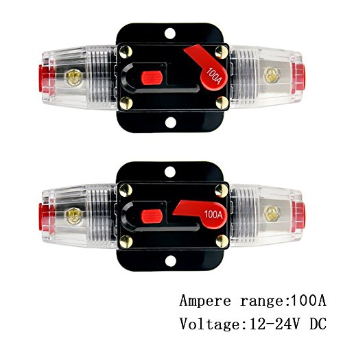 Car Audio Inline Fuse Breaker - 100A Reset Circuit Breaker Fuse Holders for Stereo Switch System Protection 12V-24V DC
