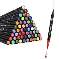 60 Colors Fine and Brush Tip Markers Pens Colored Dual Tip Markers for Adult Color Books Bullet Journaling Drawing Art Projects Planner School Office Supplies (60 Colors)