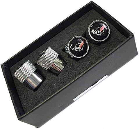 Southern Car Parts 1997-2004 C5 Corvette Crossed Flags Logo Aluminum Valve Stem Caps Knurled