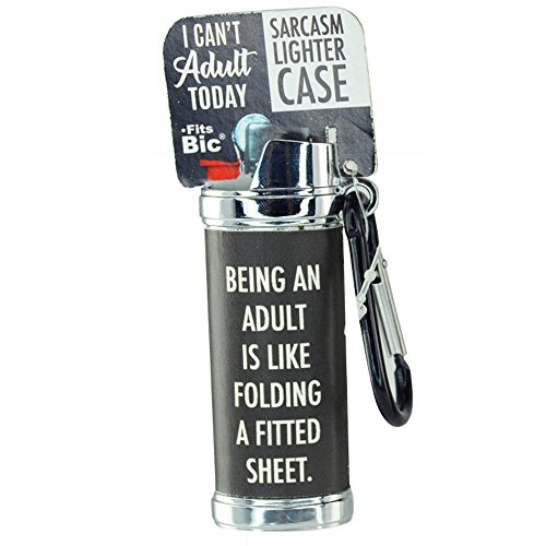 Metal Lighter Case Cover with Carabiner Clip for Bic Lighter, Sarcastic Sayings – Being an Adult is Like.