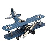 niceeshop(TM) Retro Aircraft Metal Biplane Model Home Study Room Decorations (Blue)