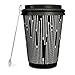 #1 Modern Disposable Coffee Cups with Lids and Stirrers (50 pack) - 12 oz Double Wall Insulated Hot Paper Cups with Accessories - Stylish Beverage Cups for Hot Cold Drinks (Paddle Art Design, 12 oz)