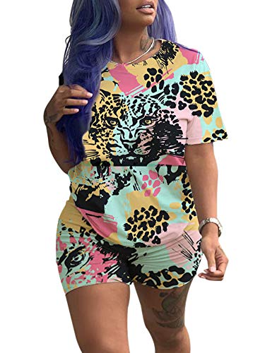 image for KIRJAUDU Women Cute Animal Printed Short Sleeve Tee Matching Bodycon S