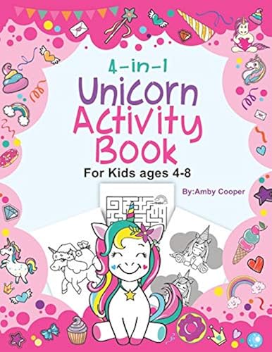 4-in-1 Unicorn Activity Book for Kids 4-8 Years: Fun Activities for ...