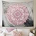 Alynsehom Tapestry Mandala Wall Hanging Decor Pink and Gray Indian Hippie Bohemian Flower Gypsy Decoration Beach Blanket Dorm Room Bed Sheets