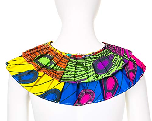 African Fabric Necklace, Handmade Fabric Dashiki Kente Ankara African Print Bandanna Fabric Bib Collar Necklace Neckwear (Color L)