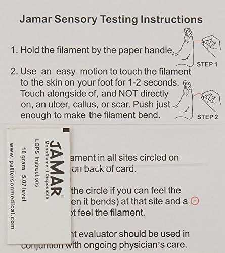 Jamar Disposable Monofilaments, Pack of 20 LOPS (Loss of Preventative Sensation) 5.07 Measuring Tool for Diabetic Foot & Neuropathy Screening, Monofilament Set, Includes Instruction Card - Thumbnail 3