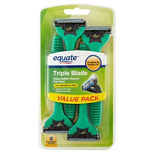 EquateTriple Blade Disposable Razors for Men, 8 Ct