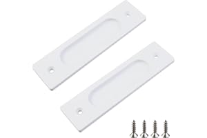 Pufguy 6" Sliding Barn Door Handle,Flush Pulls Set Heavy Duty Finger Pull for Drawers Cabinet Garages,2 Pcs,White