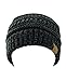 NYfashion101 Exclusive Unisex Two Tone Warm Cable Knit Thick Slouch Beanie Cap, Black/Gray