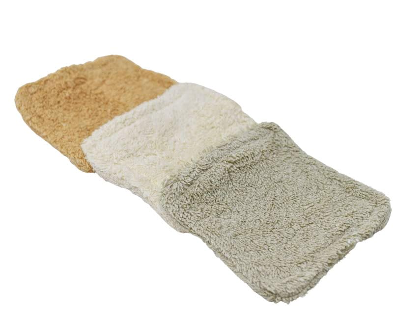 Reusable Cotton Terry Wipes - Pack of 3 - Sage Green, Beige, Ecru