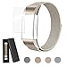 Super Vaule Metal Bands Compatible Fitbit Charge 2, Milanese Stainless Steel Metal Magnetic Replacement Wristband Small & Large for Women Men (Champagne Gold, Large: 6.7