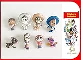 HIMEX BRANDS 8X Coco Cake Topper Figures Toy Set Miguel Hector Imelda Dante Ernesto free stickers included