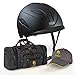 Altshuler Black Equestrian Horse Riding Helmet: Low Profile Adjustable Size with Mesh-Covered Air Vents, CE VG1 Certified with Canvas Sports Bag, and Baseball Cap