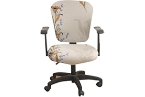 Jinzio Computer Office Chair Cover - Split Protective & Stretchable Cloth Polyester Universal Desk Task Chair Chair Covers Stretch Rotating Chair Slipcover (Flower2)