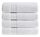 Hammam Linen Ultra Soft Turkish Bath Towels - (27 x 54 inches) - 4 Pieces Towel Set - 100% Cotton Towels (White)