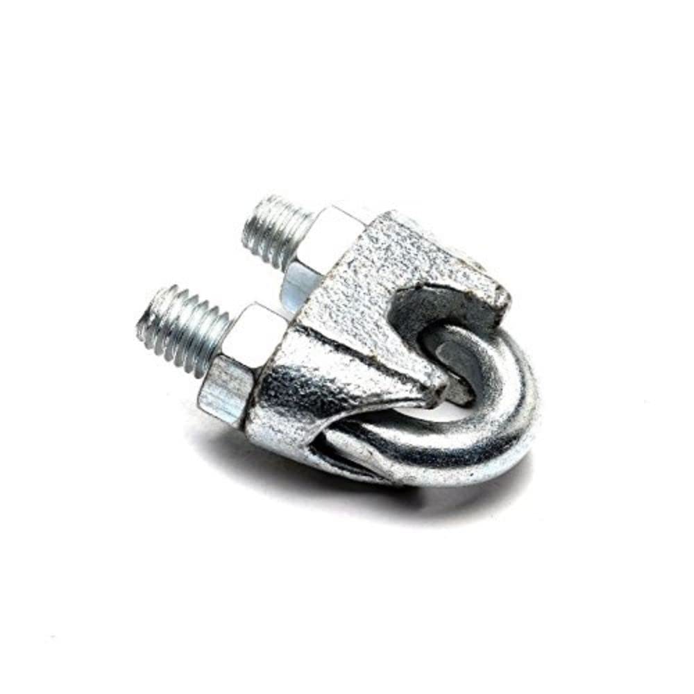 Merriway BH04215 (2 Pcs) Wire Rope Cable Clamp, Galvanised 8 mm, 5/16 inch - Pack of 2 Pieces