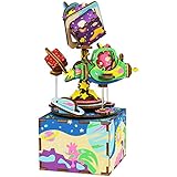 Rolife Wooden Hand Crank Music Box Machinarium -DIY Wood Craft Kit-3d Wooden Puzzle-Creative Gift Christmas/Birthday/Valentine's Day (The Universe)
