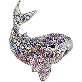 Cute Shark Rhinestone Wreath Brooch Lapel Pins for Women Girls Dress Suit Hat Bag Fashion AB Crystal Animal Brooches Pin Dainty Clothes Accessory Jewelry Christmas Birthday Gift