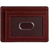 PavinCrafter Slim Leather Wallet for Men & Women – Minimalist Front Pocket Card Holder, Small Money Clip Wallet, Genuine Leather Credit Card Case (Wine)
