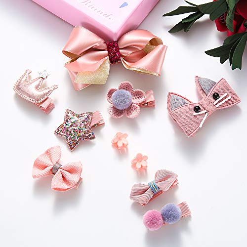 Baby Girls Hair Accesseries Set - 18 pcs Clips Hair Tie Claw Clip Bows Barrettes Hairpins Set with Hanger Ropes Holder Boutique Gift Box for Girl Teens Kids Babies Toddlers - Thumbnail 5