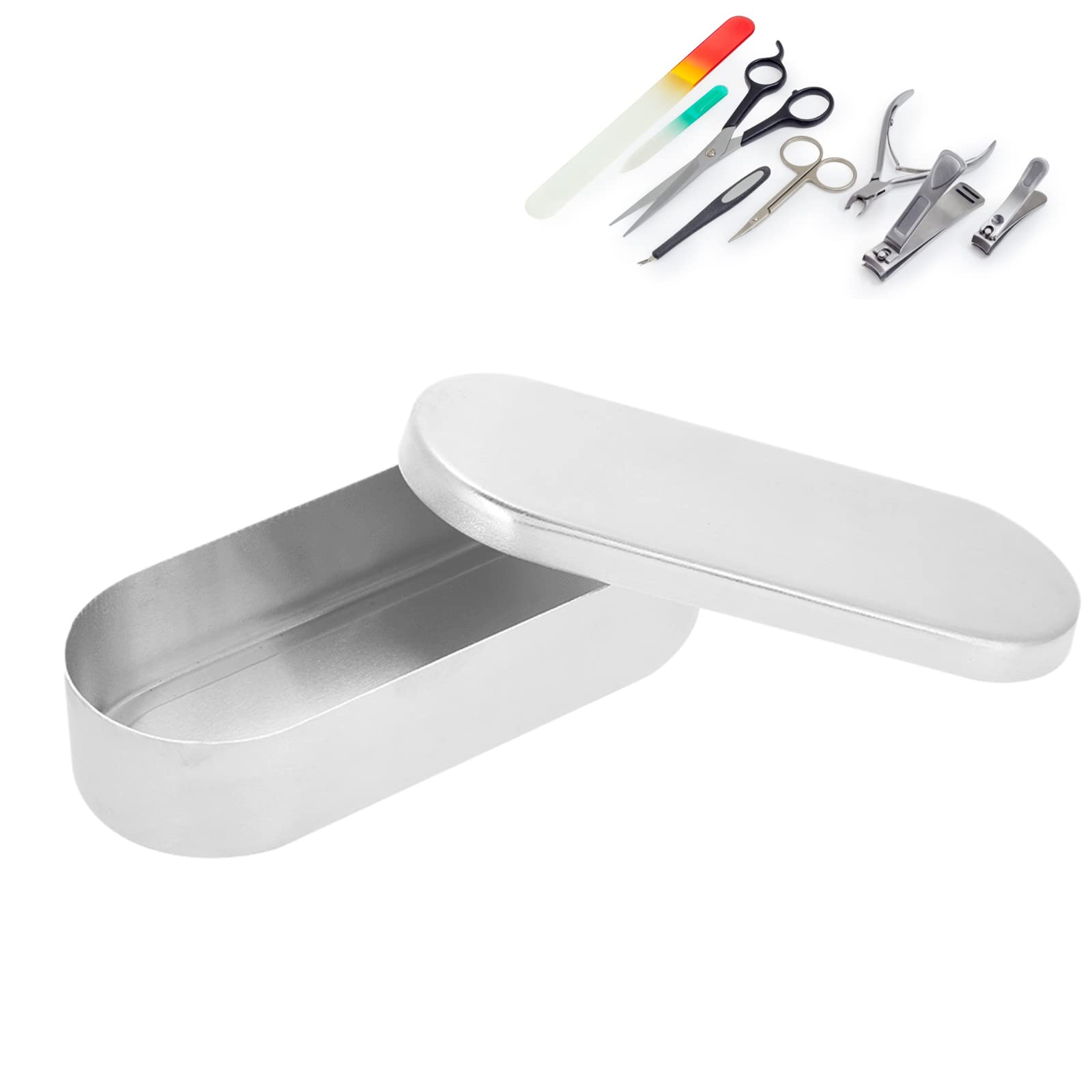 Zetiling Nail Art Tool Sterilizer Tray, Sterilization Box for Salon Nail Tools, Silver, 16x5.5cm
