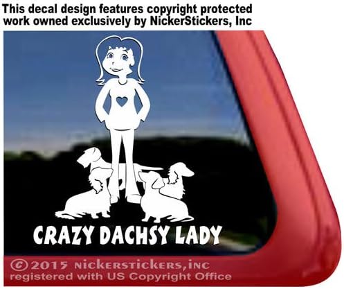 Crazy Dachsy Lady ~ Vinyl Window Decal Dachshund Dog Sticker