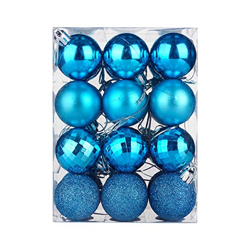 Beauy Girl Christmas Ball Assorted Pendant Shatterproof Ball Ornament Set Seasonal Holiday Wedding Party Decorations(24 Pcs, 4 cm) (Sky Blue) - Thumbnail 4