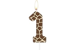 iNINGER Birthday Candles Number 1,Safari Jungle Wild Animals Cake Toppers Wild Animal 1st Cake Decorations for Baby Shower Safari Jungle Theme Party Supplies