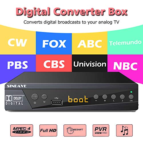 Digital TV Converter Box, Digital Converter for Analog TV, HD 1080P TV with Recorder, ATSC HDTV Digital Converter with Tuner, Pause Live, Multiple USB Playback