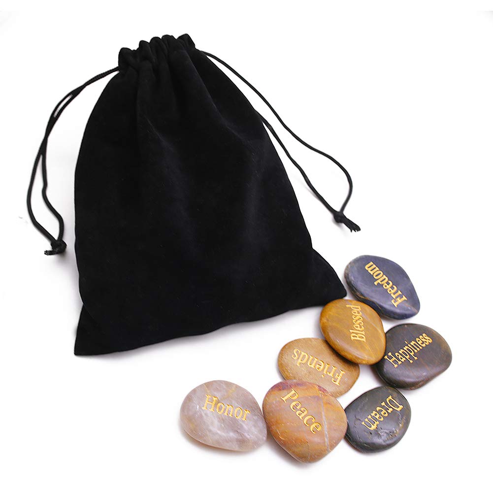 BigOtters Engraved Inspirational Stones,25 Different Words Encouragement Stones Amulets Gift Stones for Friends and Family