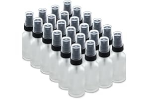 The Bottle Depot - 24 Pack - 1 oz Glass Spray Bottle - Clear Frosted - 20-400 Neck Finish - Boston Round Bottles - UV Rays Pr