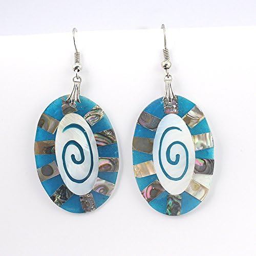 BEST FINISH ABOLENE SHELL FASHION JEWELRY .925 SILVER PLATED EARRINGS S24476 2.5 inches