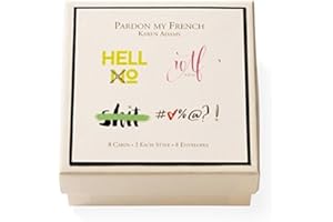 Karen Adams Gift Enclosure Box Pardon My French 8 Assorted Cards with Vellum Envelopes