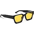 GFUIARA Trendy Square Sunglasses for Men Women Fashion Thick Rectangle Sun Glasses UV Protection Shades Designer Style
