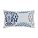 CaliTime Canvas Pillow Cover Case for Couch Sofa Home Decoration Three-Tone Floral Compass Geometric 12 X 20 Inches Blue/Gray