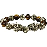 LIYAPEI Natural Feng Shui Healing Tiger Eye Stong Crystal Beads Bracelets for Men Adjustable Vintage Copper Amulet Jewelry for Luck, Wealth and Protection