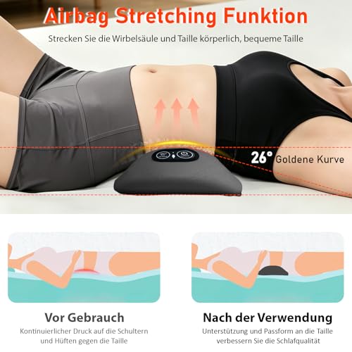 3 in 1 Back Massager, 135° Golden Curvature, Spinal Traction Therapeutic Heat & Vibration Massage, Therapeutic Heat Vibration, Relieve Sciatica, Back Pain