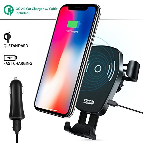 Wireless Charger Auto, EHOOM kabelloses Auto Ladegerät und Halterung für iPhone 8, 8 Plus, iPhone X, Samsung Galaxy S8, S8+, S7 Edge, S6 Edge+, Note 8, Note 5 und alle andere Geräte mit Qi ladefunktion
