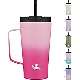 Konokyo Insulated Tumbler with Handle and Straw, 18 OZ Travel Coffee Mug Stainless Steel Cup Metal Water Bottle,Cherry