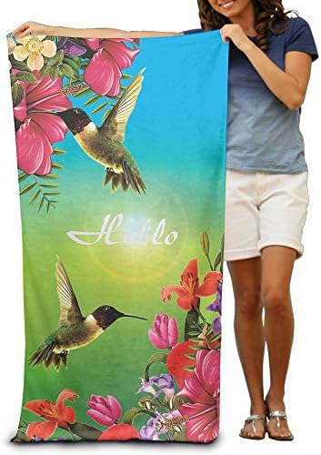 Miniisoul Bath Towel Hummingbird Logo Creative Patterned Soft Beach Towel 31"x 51" Towel With Unique Design