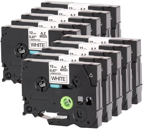 10x Cassette Tape Compatible with Brother TZe-231 / TZ231 Black on White – 12 mm x 8 metre