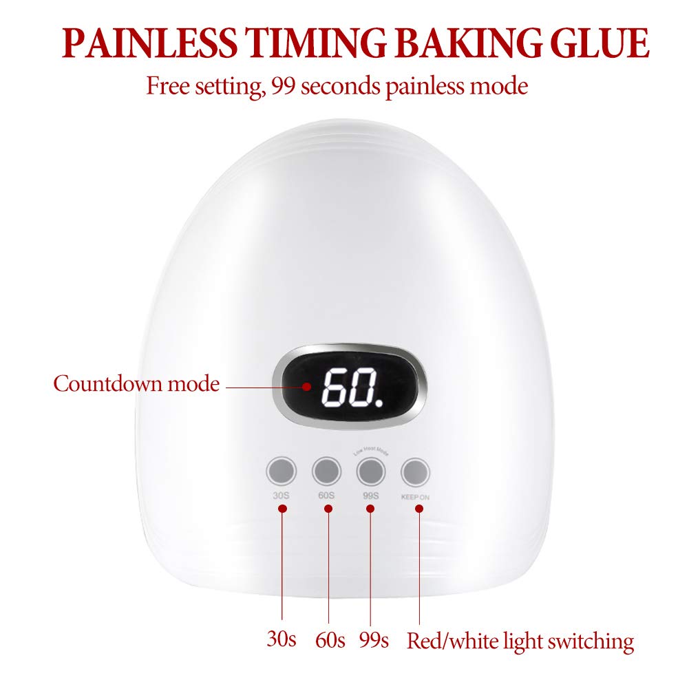 [Patent Design] 60W UV LED Nail Lamp, Professional Nail Fast Dryer Curing Light for Gel Polish Smart Auto-sensing with 30/60/99s Timer 2 Light sources and Removable Base (Blue)